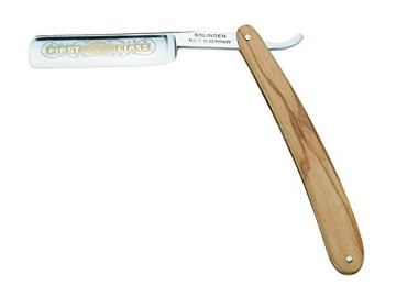 Puma Rasiermesser, Carbonstahl, Klingenbreite 1,8 cm,, (5/8 Zoll), Goldätzung, Rundkopf, Olivenholzgriffschalen - 1